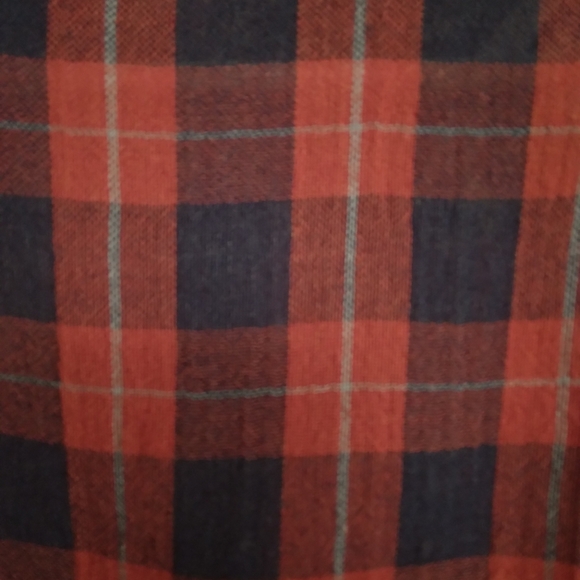 Free people orange & blue gauzy cut out  snap button flannel - Picture 7 of 7